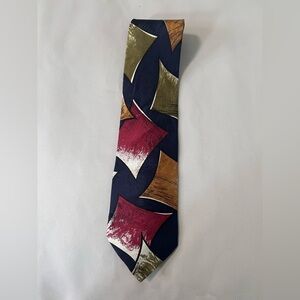 Vtg Pavone Mens Necktie Tie Burgundy Red Grey Black‎ Geometric